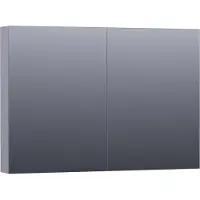 Brauer Impress Deluxe Spiegelkast 99x70cm MDF 2 Deuren Met Indirecte LED Verlichting Binnen/onder - Mat Grijs - Spiegels, Spiegelkasten - 8720359343208