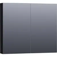 Brauer Impress Deluxe Spiegelkast 80x70cm MDF 2 Deuren Met Indirecte LED Verlichting Binnen/onder - Mat Zwart - Spiegels, Spiegelkasten - 8720359344137