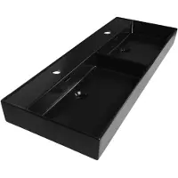 Saniclass Legend 120 wastafel met 2 kraangaten en 2 wasbakken 120.5x46.5x13 keramiek mat zwart