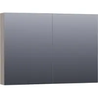 Brauer Impress Deluxe Spiegelkast 99x70cm MDF 2 Deuren Met Indirecte LED Verlichting Binnen/onder - Mat Taupe - Spiegels, Spiegelkasten - 8720359343215
