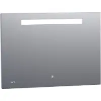Brauer Quartz Spiegel 100x70cm Met Klok - LED Verlichting Boven - Glas - Rechthoekig - Spiegels, Badkamerspiegels - 8720359338167