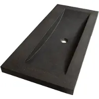 Brauer Magma Meubelwastafel 100x46cm Natuursteen Basalt - Zonder Kraangat - Antraciet - 8720359351586 - Rechthoekig - Wastafels, Meubelwastafels