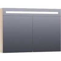 Brauer Promise Deluxe Spiegelkast 99x70cm MFC 2 Deuren Met Directe LED Verlichting Boven - Forest Wheat - Spiegels, Spiegelkasten - 8720359342188