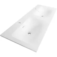 Brauer Glacier Dubbele Meubelwastafel 140x46cm Fine Stone - 2 Kraangaten - Mat Wit - 8720359352415 - Rechthoekig - Wastafels, Meubelwastafels
