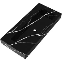 Brauer Coral Wastafel 100x46cm Artificial Marble - Zonder Kraangat - Nero Marquina - 8720359385079 - Rechthoekig - Wastafels, Meubelwastafels
