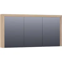 Brauer Rise Spiegelkast 139x70cm Massief Eiken 3 Deuren - Lamellen Eiken Naturel - Spiegels, Spiegelkasten - 8720359344304