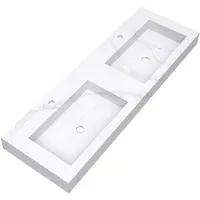 Brauer Coral Dubbele Wastafel 140x46cm Artificial Marble - 2 Kraangaten - Calacatta Gold - 8720359385345 - Rechthoekig - Wastafels, Meubelwastafels