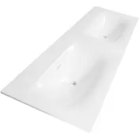 Brauer Glacier Dubbele Meubelwastafel 140x46cm Fine Stone - Zonder Kraangat - Glans Wit - 8720359352385 - Rechthoekig - Wastafels, Meubelwastafels