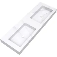 Brauer Coral Dubbele Wastafel 140x46cm Artificial Marble - Zonder Kraangat - Calacatta Gold - 8720359385338 - Rechthoekig - Wastafels, Meubelwastafels