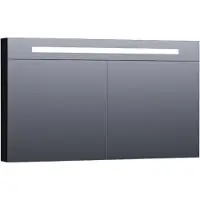 Brauer Promise Deluxe Spiegelkast 119x70cm MDF 2 Deuren Met Directe LED Verlichting Boven - Mat Zwart - Spiegels, Spiegelkasten - 8720359342331