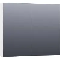 Brauer Impress Deluxe Spiegelkast 80x70cm MDF 2 Deuren Met Indirecte LED Verlichting Binnen/onder - Mat Wit - Spiegels, Spiegelkasten - 8720359344120