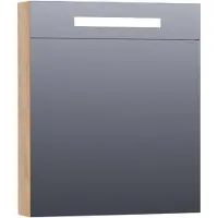 Brauer Promise Deluxe Spiegelkast 59x70cm MFC 1 Deur Met Directe LED Verlichting Boven - Linksdraaiend - Forest Tan - Spiegels, Spiegelkasten - 8720359342843