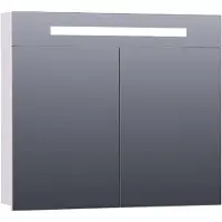 Brauer Promise Spiegelkast 80x70cm MDF 2 Deuren Met Directe LED Verlichting Boven - Mat Wit - Spiegels, Spiegelkasten - 8720359341969