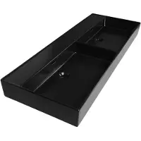 Saniclass Legend 120 wastafel zonder kraangaten met 2 wasbakken 120.5x46.5x13 keramiek mat zwart