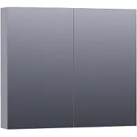 Brauer Impress Spiegelkast 80x70cm MDF 2 Deuren - Mat Grijs - Spiegels, Spiegelkasten - 8720359345912