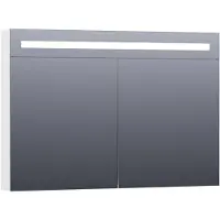 Brauer Promise Deluxe Spiegelkast 99x70cm MDF 2 Deuren Met Directe LED Verlichting Boven - Hoogglans Wit - Spiegels, Spiegelkasten - 8720359342072