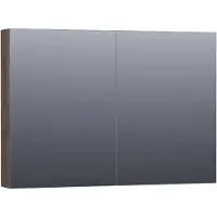Brauer Impress Spiegelkast 99x70cm Massief Eiken 2 Deuren - Lamellen Eiken Zwart - Spiegels, Spiegelkasten - 8720359344557