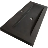 Brauer Magma Meubelwastafel 120x46cm Natuursteen Basalt - 1 Kraangat - Antraciet - 8720359351623 - Rechthoekig - Wastafels, Meubelwastafels