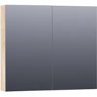 Brauer Impress Deluxe Spiegelkast 80x70cm MFC 2 Deuren Met Indirecte LED Verlichting Binnen/onder - Forest Wheat - Spiegels, Spiegelkasten - 8720359344168