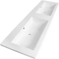 Brauer Solar Slim Dubbele Meubelwastafel 160x46cm - Mineraalmarmer - Zonder Kraangat - Zijdeglans Wit - 8720359351524 - Rechthoekig - Wastafels,