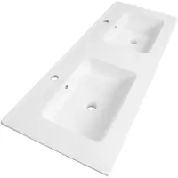 Brauer Starfall Dubbele Meubelwastafel 121x46cm - Keramiek - 2 Kraangaten - Wit - 8720359353252 - Rechthoekig - Wastafels, Meubelwastafels