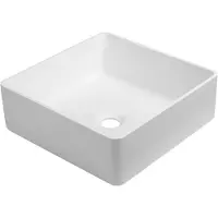Brauer Vortex Opzetwastafel Vierkant 37x37cm Mat Wit - Fine Stone - 8720359366405 - Wastafels, Opzetwastafels