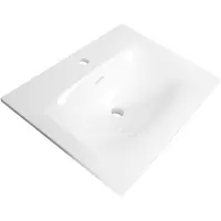 Brauer Glacier Meubelwastafel 60x46cm Fine Stone - 1 Kraangat - Glans Wit - 8720359352637 - Rechthoekig - Wastafels, Meubelwastafels