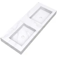 Brauer Coral Dubbele Wastafel 120x46cm Artificial Marble - Zonder Kraangat - Calacatta Gold - 8720359385314 - Rechthoekig - Wastafels, Meubelwastafels