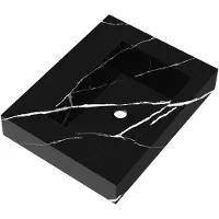 Brauer Coral Wastafel 60x46cm Artificial Marble - Zonder Kraangat - Nero Marquina - 8720359384881 - Rechthoekig - Wastafels, Meubelwastafels