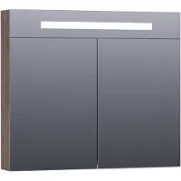 Brauer Promise Deluxe Spiegelkast 80x70cm MFC 2 Deuren Met Directe LED Verlichting Boven - Grove - Spiegels, Spiegelkasten - 8720359342942