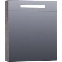 Brauer Promise Deluxe Spiegelkast 59x70cm MFC 1 Deur Met Directe LED Verlichting Boven - Linksdraaiend - Driftwood - Spiegels, Spiegelkasten - 8720359369246