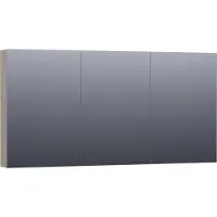 Brauer Impress Deluxe Spiegelkast 139x70cm MDF 3 Deuren Met Indirecte LED Verlichting Binnen/onder - Mat Taupe - Spiegels, Spiegelkasten - 8720359343574