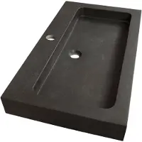 Brauer Lava Meubelwastafel 80x46cm Natuursteen Basalt - 1 Kraangat - Antraciet - 8720359351432 - Rechthoekig - Wastafels, Meubelwastafels