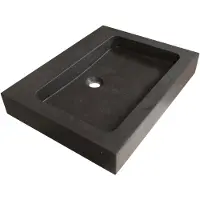 Brauer Lava Meubelwastafel 60x46cm Natuursteen Basalt - Zonder Kraangat - Antraciet - 8720359351401 - Rechthoekig - Wastafels, Meubelwastafels