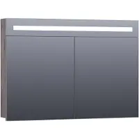 Brauer Promise Spiegelkast 100x70cm MFC 2 Deuren Met Directe LED Verlichting Boven - Driftwood - Spiegels, Spiegelkasten - 8720359368980
