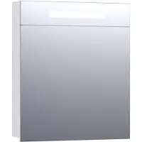 Brauer Promise Spiegelkast 59x70cm MDF 1 Deur Met Directe LED Verlichting Boven - Linksdraaiend - Hoogglans Wit - Spiegels, Spiegelkasten - 8720359341587