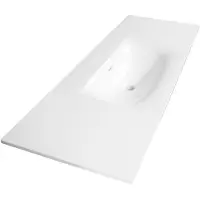 Brauer Glacier Meubelwastafel 120x46cm Fine Stone - Zonder Kraangat - Centraal - Glans Wit - 8720359352309 - Rechthoekig - Wastafels, Meubelwastafels