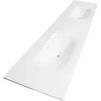 Brauer Glacier Dubbele Meubelwastafel 199x46cm Fine Stone - Zonder Kraangat - Glans Wit - 8720359352583 - Rechthoekig - Wastafels, Meubelwastafels