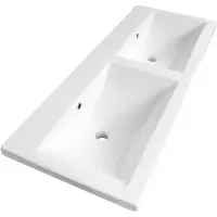 Brauer Halo wastafel keramiek 120cm zonder kraangaten wit glans
