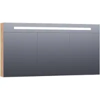 Brauer Promise Deluxe Spiegelkast 139x70cm MFC 3 Deuren Met Directe LED Verlichting Boven - Forest Tan - Spiegels, Spiegelkasten - 8720359342522