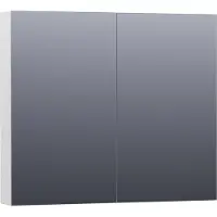 Brauer Impress Deluxe Spiegelkast 80x70cm MDF 2 Deuren Met Indirecte LED Verlichting Binnen/onder - Hoogglans Wit - Spiegels, Spiegelkasten - 8720359344052