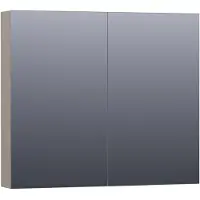 Brauer Impress Spiegelkast 80x70cm MDF 2 Deuren - Mat Taupe - Spiegels, Spiegelkasten - 8720359345929