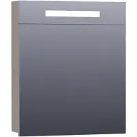 Brauer Promise Spiegelkast 59x70cm MDF 1 Deur Met Directe LED Verlichting Boven - Linksdraaiend - Mat Taupe - Spiegels, Spiegelkasten - 8720359341709