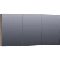 Brauer Impress Deluxe Spiegelkast 139x70cm MFC 3 Deuren Met Indirecte LED Verlichting Binnen/onder - Grove - Spiegels, Spiegelkasten - 8720359343482