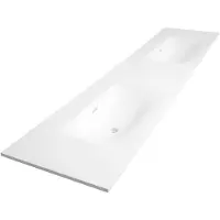 Brauer Glacier Dubbele Meubelwastafel 199x46cm Fine Stone - Zonder Kraangat - Mat Wit - 8720359352606 - Rechthoekig - Wastafels, Meubelwastafels
