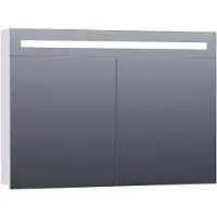 Brauer Promise Spiegelkast 100x70cm MDF 2 Deuren Met Directe LED Verlichting Boven - Mat Wit - Spiegels, Spiegelkasten - 8720359341242