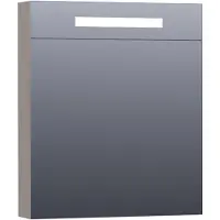 Brauer Promise Deluxe Spiegelkast 59x70cm MDF 1 Deur Met Directe LED Verlichting Boven - Linksdraaiend - Mat Taupe - Spiegels, Spiegelkasten - 8720359342782