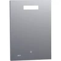 Brauer Quartz Spiegel 50x70cm Met Klok - LED Verlichting Boven - Glas - Rechthoekig - Spiegels, Badkamerspiegels - 8720359338204