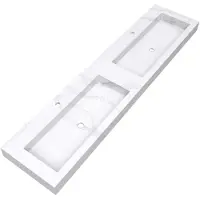 Brauer Coral Dubbele Wastafel 200x46cm Artificial Marble - 2 Kraangaten - Calacatta Gold - 8720359385383 - Rechthoekig - Wastafels, Meubelwastafels