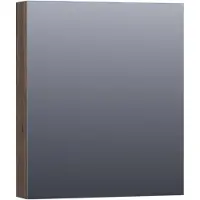 Brauer Impress Spiegelkast 59x70cm Massief Eiken 1 Deur - Rechtsdraaiend - Lamellen Eiken Zwart - Spiegels, Spiegelkasten - 8720359345325